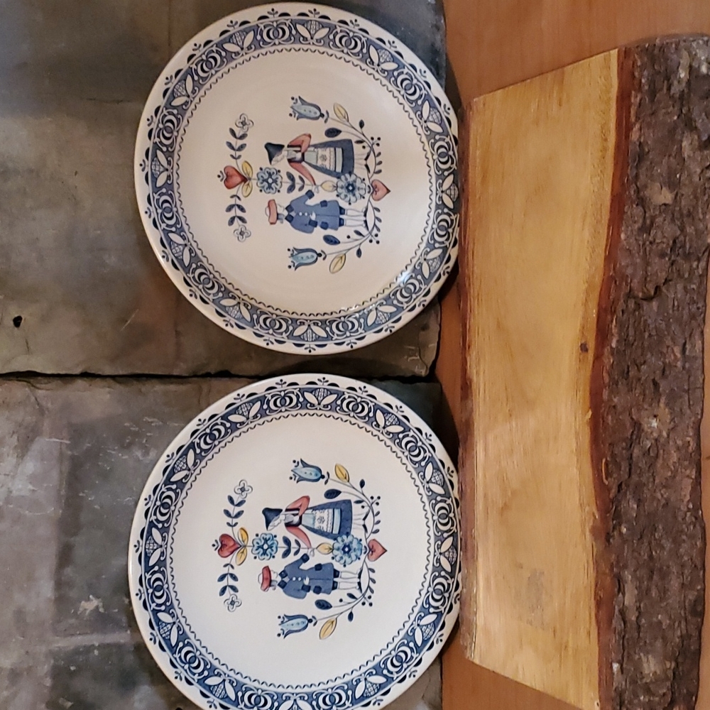 Staffordshire Old Granite Hearts & Flowers Johnson Bros 2 plates 10".